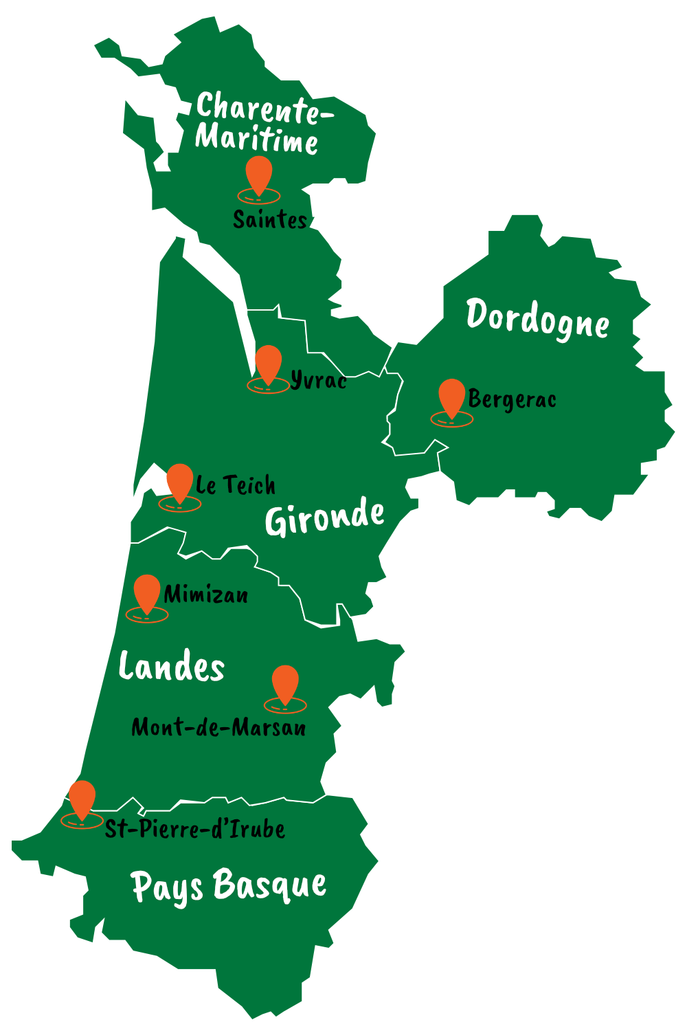 Zones d'intervention ISO&FACE Landes Bassin d'Arcachon et Bordeaux Métropole